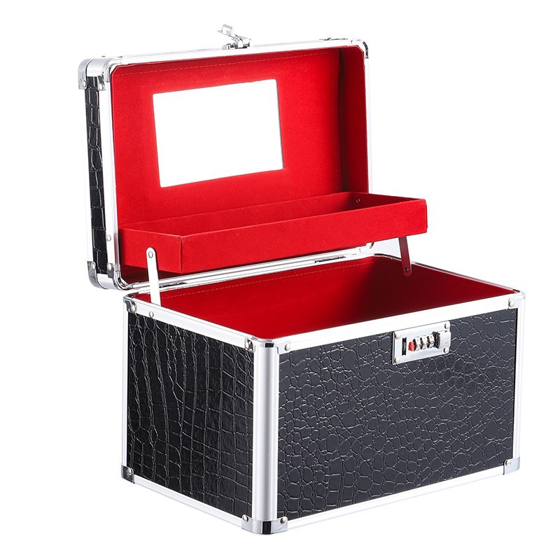 Caja de maquillaje multifuncional con espejo con lámpara portátil de gran capacidad caja de herramientas de maquillaje caja de almacenamiento de manicuras de mercado nocturno