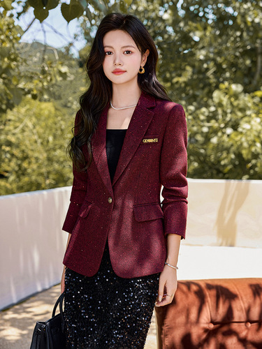 Women's 2024 Autumn/Winter Wool Blend Blazer Outerwear - High-End Fashion, Casual & Elegant Style, One-Buckle Slim Fit Suit Jacket
