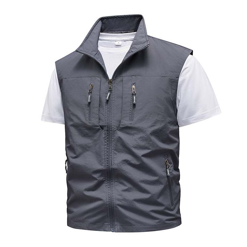 Large size 2024 new vest men's middle-aged outdoor fishing summer waistcoat leisure thin work vest