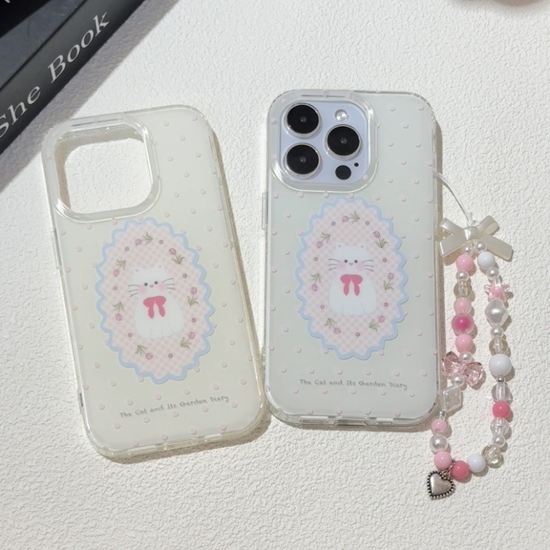 Lindo gato floral de lunares para Apple 15/16 funda para teléfono móvil 15Pro nicho 16ProMax femenino 14 nuevo 13