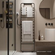 浴巾烘干架卫生间置物挂架智能碳纤维电动加热晾毛巾架家用落地式