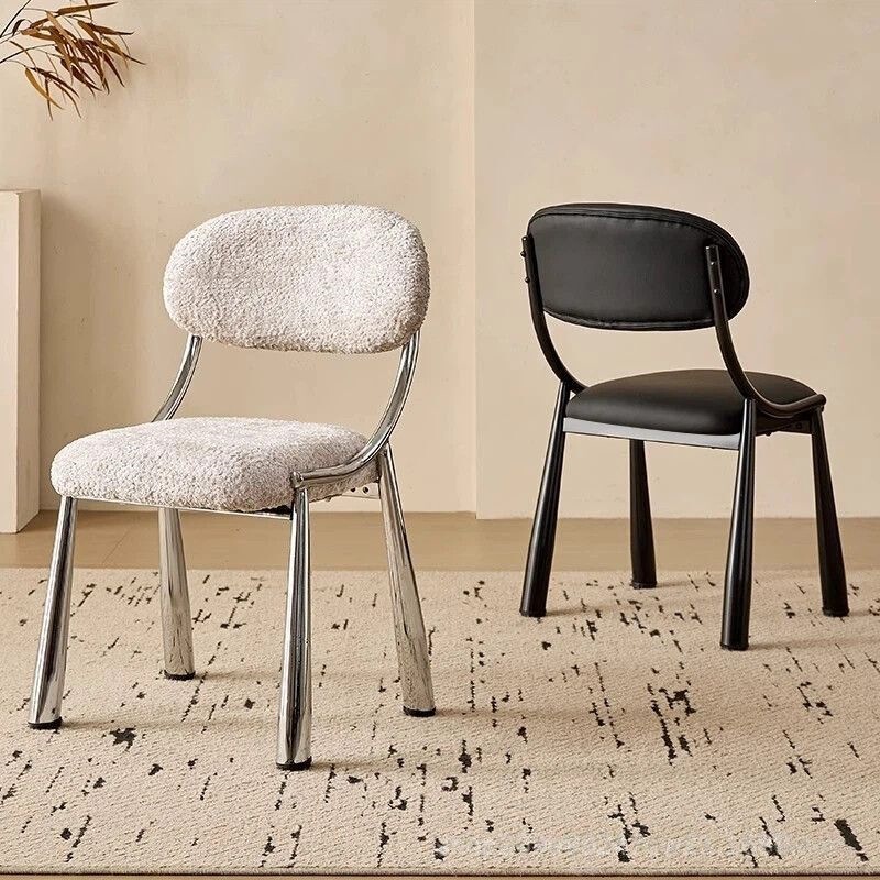 Velvet dining chair, high-grade lamb wool dopamine leisure chair, creative and cute bedroom dressing chair Velvet dining chair, high-grade lamb wool dopamine leisure chair, creative and cute bedroom dressing chair