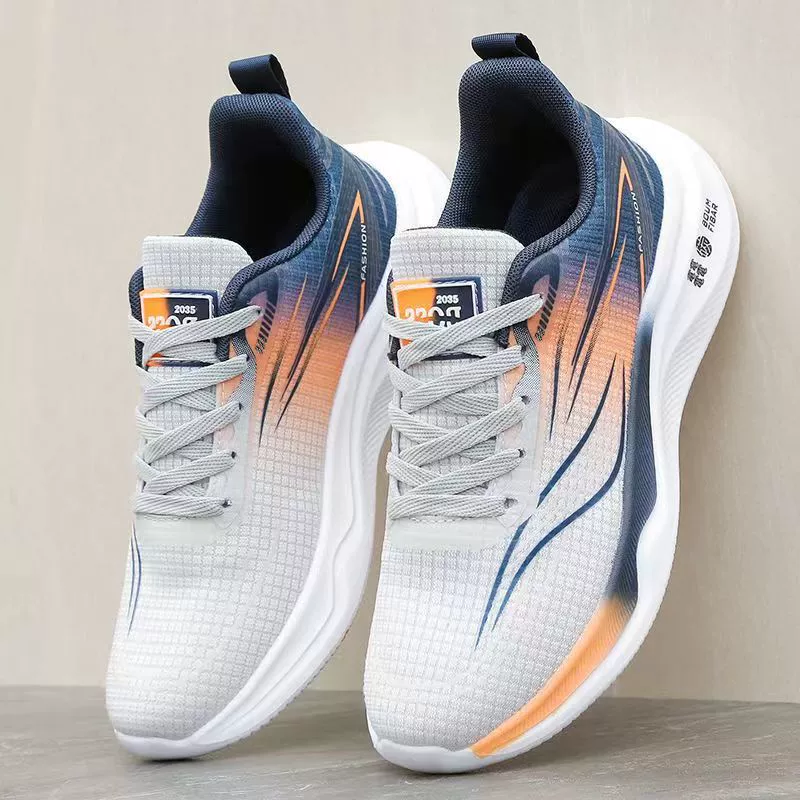 Мужская обувь, летние мужские спортивные кроссовки с мягкой подошвой, ультралегкие эластичные кроссовки с сетчатым верхом, дышащие кроссовки для студентов, обувь для активного отдыха на природе.