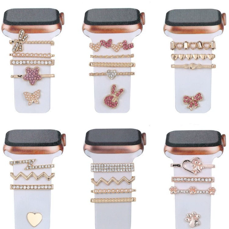 Для Apple, часы декоративные кольца декоративные гвозди Apple watch Smart силиконовый ремешок с бриллиантовыми декоративными пряжками