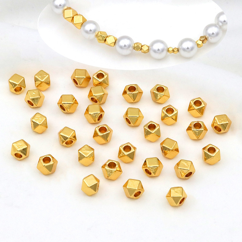High color retention 18k gold-plated multi-faceted rhombus beads, transfer beads, spacer beads, beaded bracelet, necklace, DIY jewelry accessories
