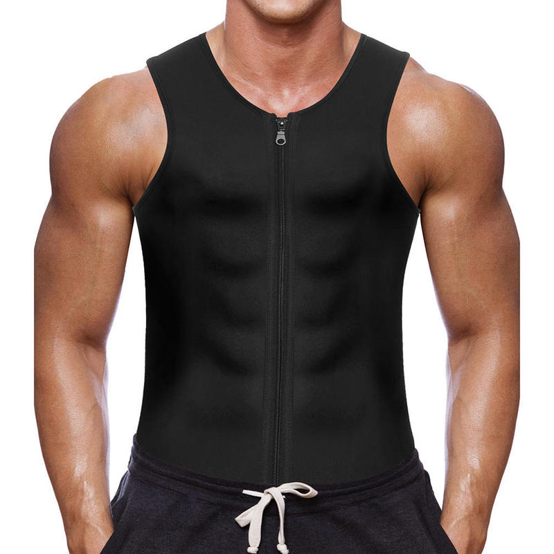 Cross-border Hot-selling High-end Men's Vest Body Shaping Top Zipper Waist Tight Abdominal Sports Fitness Sweat Body Shaping Top