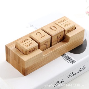 Handmade DIY Solid Wood Creative Calendar Desk Manual Beech Perpetual Calendar Table Calendar Wooden Craft countdown Building Blocks