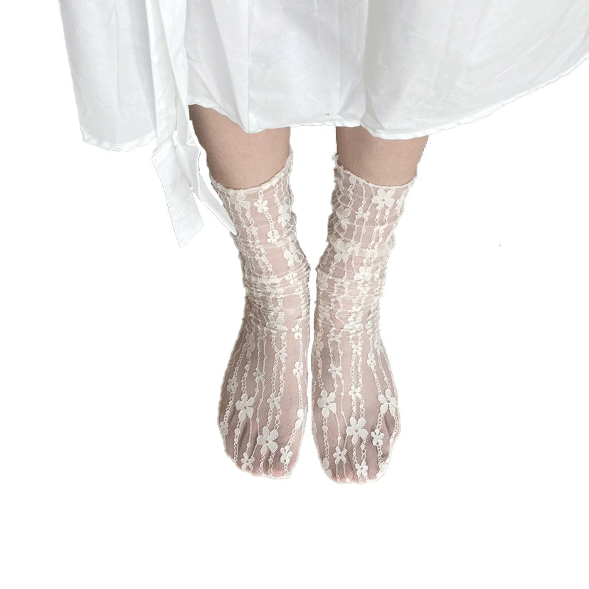 Spring summer breathable ultra thin knee socks, mid-length