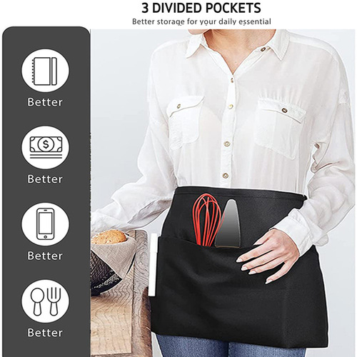 Amazon Cross-border Service Apron Black Waterproof Stain-proof Restaurant Hotel Kitchen Work Half Apron