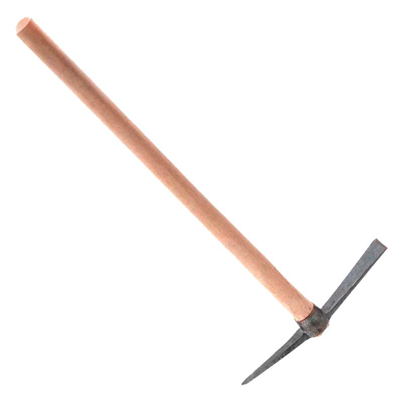 Подлинная зарубежная кирка из марганцевой стали, утолщенная кованая кирка с деревянной ручкой, кирка двойного назначения, стальная военная большая старомодная крестовая кирка с плоским кончиком