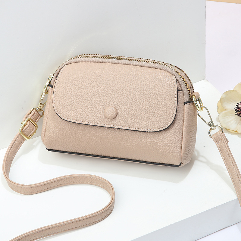 Cross-Border Bags 2025 New Women's Bags Simple Multi-Layer Pocket Mobile Phone Bag Button Crossbody Bag Dropshipping Small