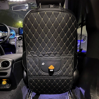 Chair back anti-kick pad, pads, universal rear seat backrest - orange-hat-coal-briquettes-black-anti-kick-pad-long-version