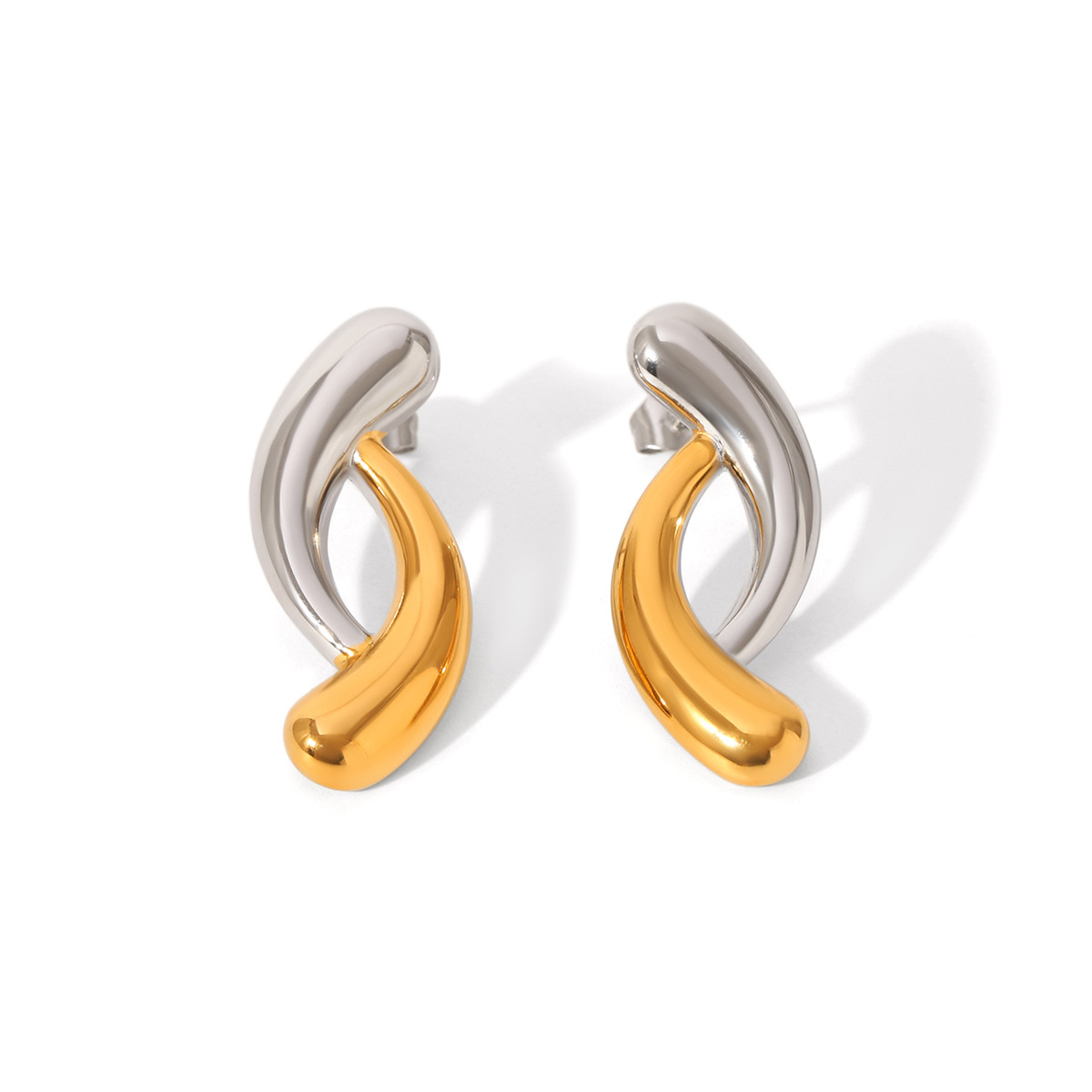 304 Stainless Steel Material 1 Pair Classic Style Irregular Geometric Sun Mixed Metal Plating 304 Stainless Steel 18K Gold Plated Ear Studs