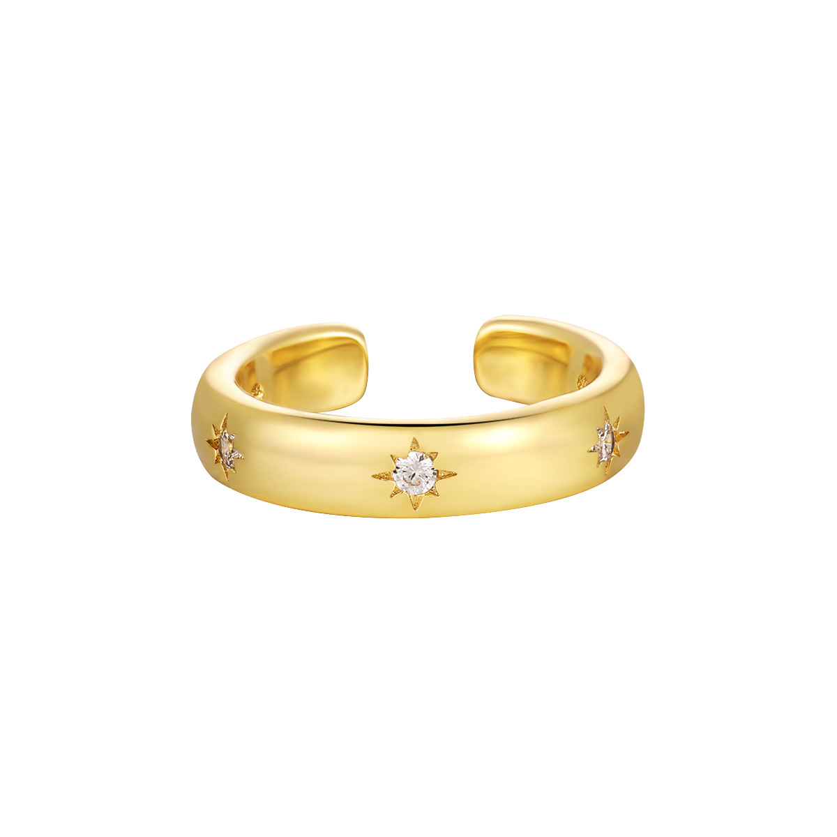 Korean Style INS Open Ring Plated 18k Gold Couples Simple Versatile Premium Niche Design Luxury Light Hand Ring