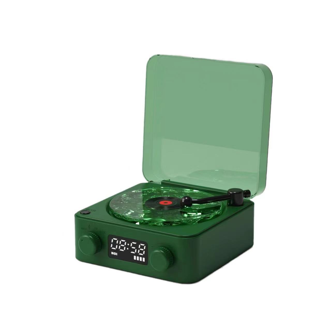 KAWOO abierto para escuchar el mar a través de la frontera, retro, ruido blanco, altavoz Bluetooth, tocadiscos de vinilo inalámbrico pequeño de alta calidad