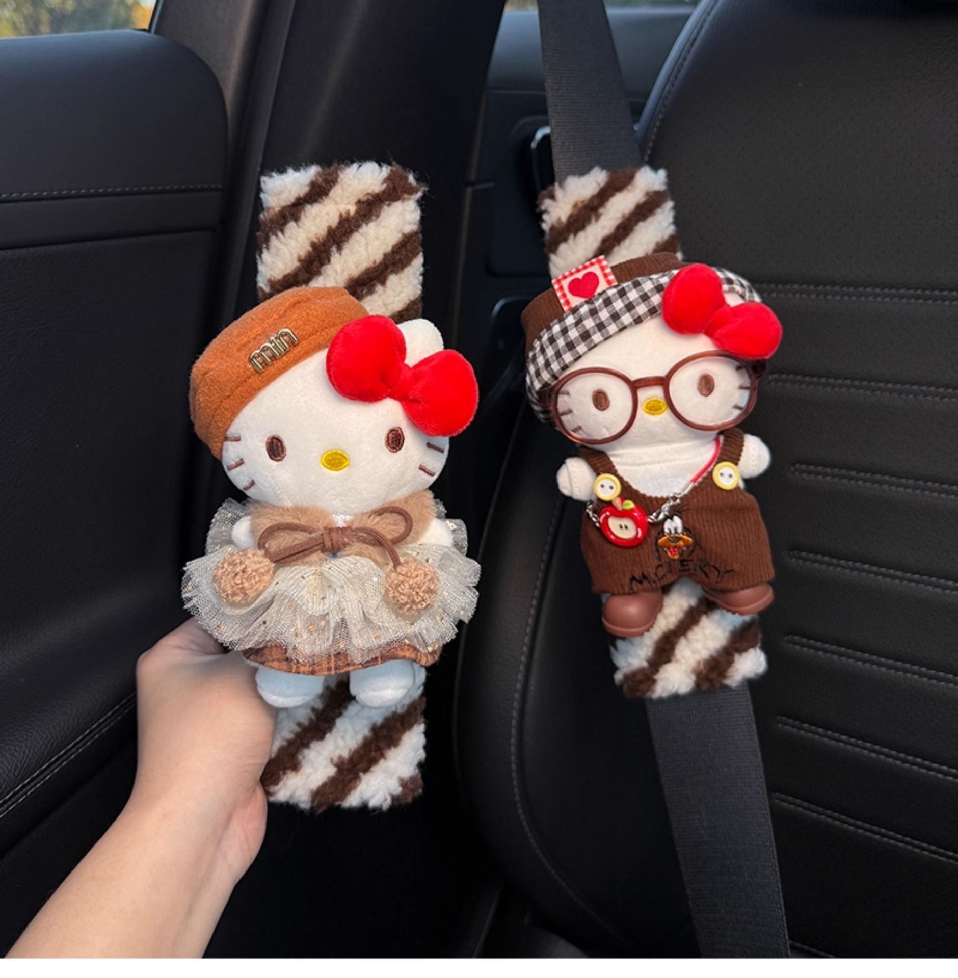 Hellokitty Car Seat Belt Shoulder Pads Car Interior Seat Belt Decoration Anti-Wear Clothing Couple Set for Women