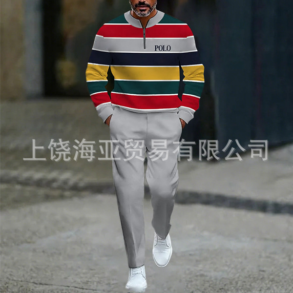 2025跨境外贸新品欧美热卖休闲潮流爆款男装两件套3d数码印花|undefined