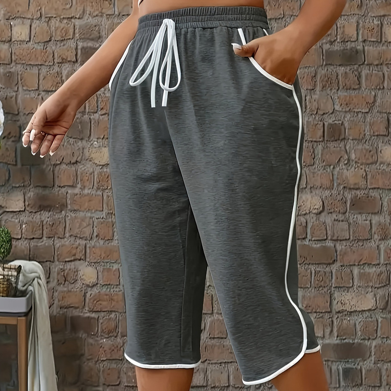 European and American Cross-Border Summer Wish Aliexpress Hot-Selling Women's Cropped Pants Solid Color Loose Sports Style Casual Pants Wholesale European and American Cross-Border Summer Wish Aliexpress Hot-Selling Women's Cropped Pants Solid Color Loose Sports Style Casual Pants Wholesale