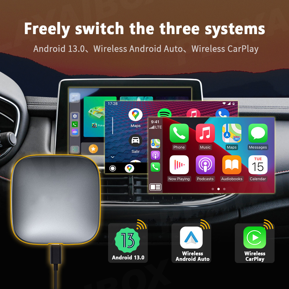 128g Wired to Wireless Carplay Android Box Smart Android Car Box