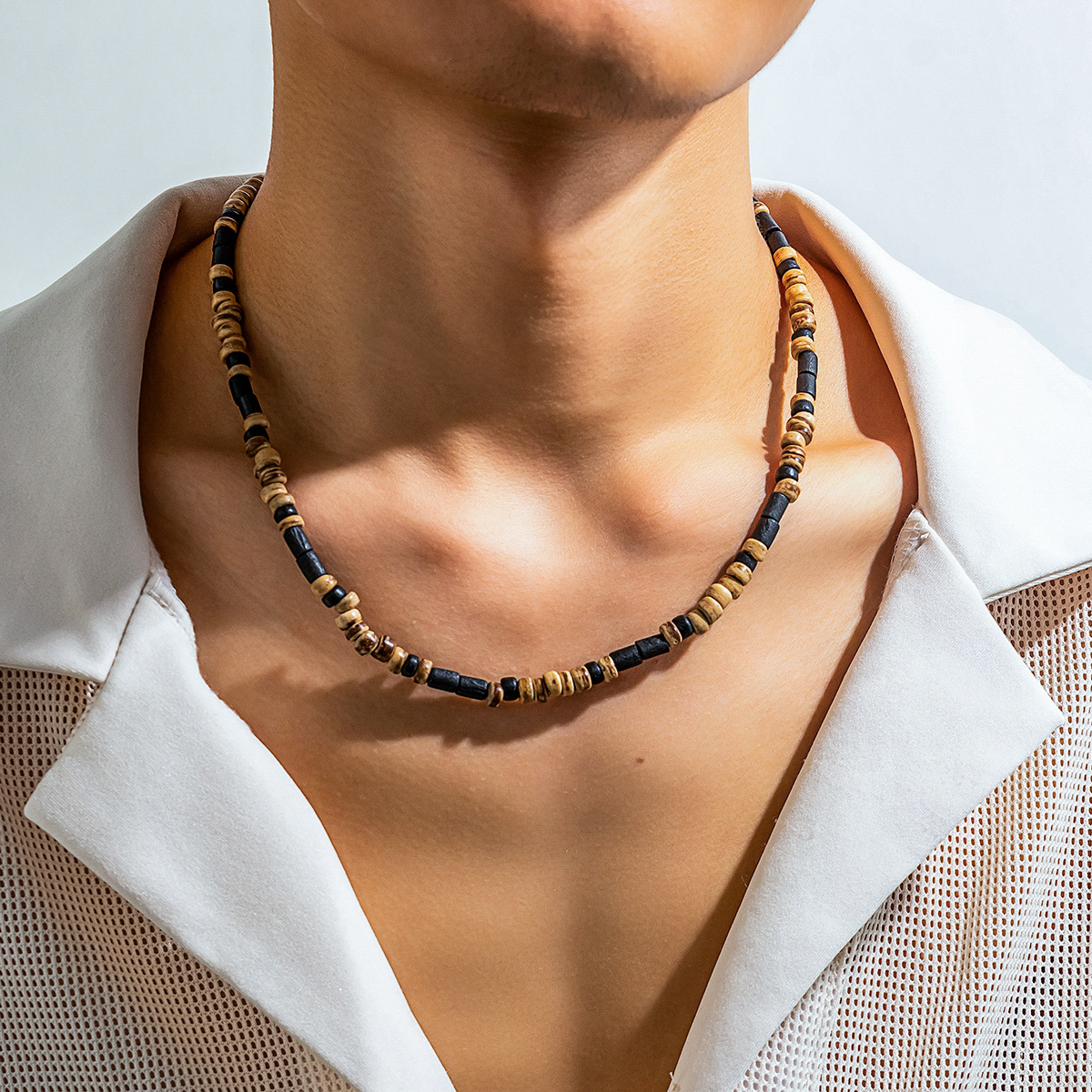 12g Weight Beads Pendant Material Necklace Classification Beads Chain Material 1 Piece Quantity Casual Occasion Wooden beads Material Geometric Pattern Men's Gender Beaded Design Basic Style Basic Geometric Wooden Beads Beaded Men's Necklace 无