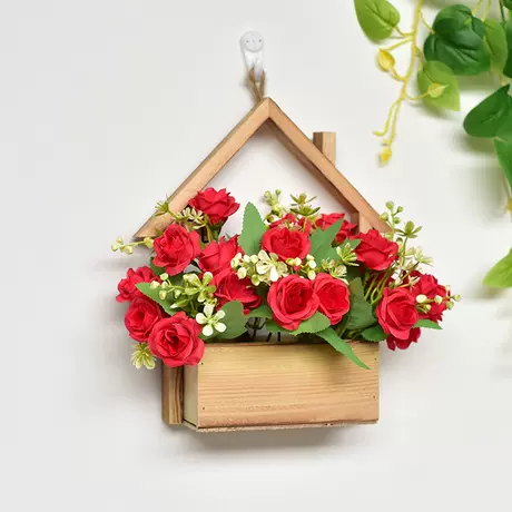 Wooden house + red rose