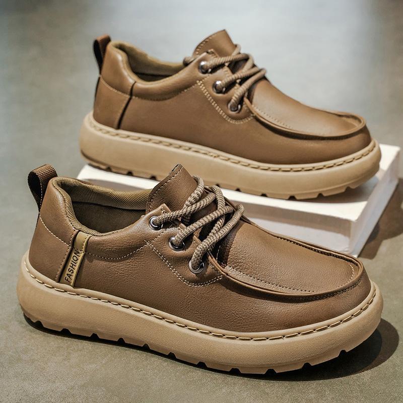 Cross-Border Men's 2025 Autumn New Soft Leather Business Versatile Sports and Leisure Leather Shoes Retro Lightweight Simple Sneakers