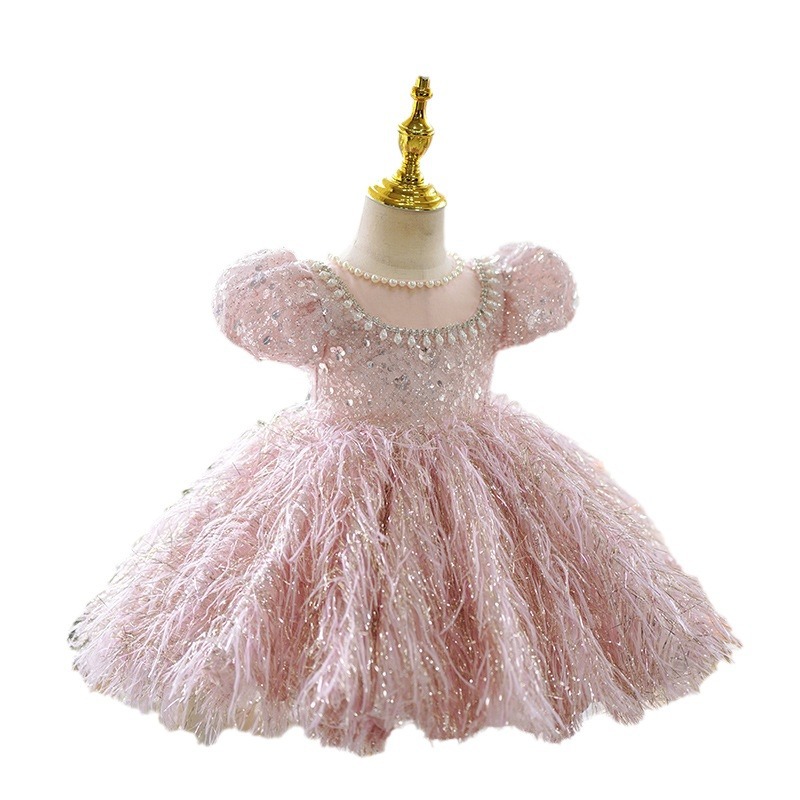 Abito da principessa di alta gamma per bambina di 10 anni, abito rosa da damigella d'onore per matrimonio, compleanno, esibizione al pianoforte._voghion.com
