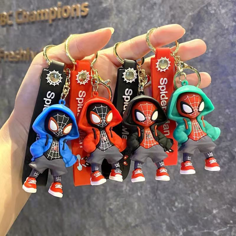 Cartoon Trendy Cool Sweatshirt Spider-Man Doll Keychain Pendant Car Bag Keychain Accessory Small Gift Wholesale Cartoon Trendy Cool Sweatshirt Spider-Man Doll Keychain Pendant Car Bag Keychain Accessory Small Gift Wholesale