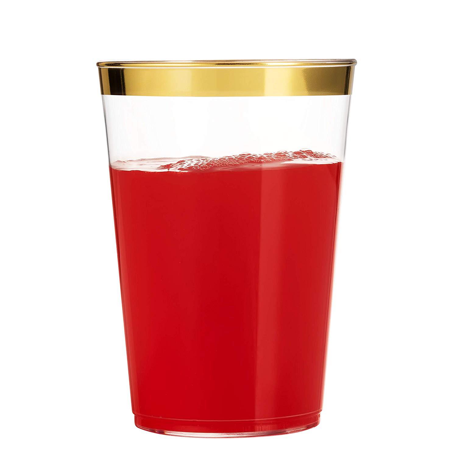16oz Borde de oro rosa borde dorado Borde de plata taza desechable taza transparente taza de plástico