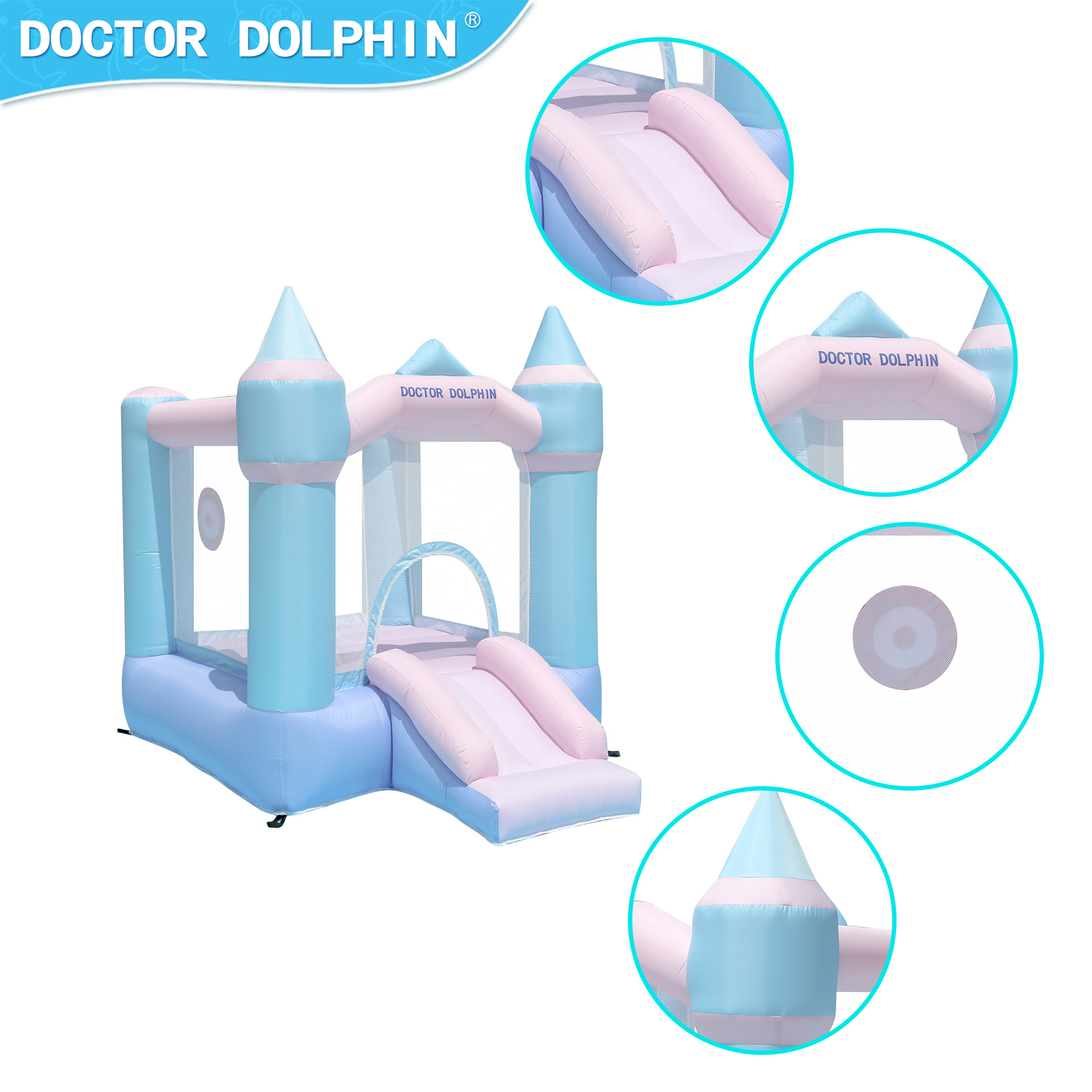 Dr. Pig Inflatable Castle Kids Indoor Playground Inflatable Slide Trampoline Jugues pequeños castillos inflables domésticos