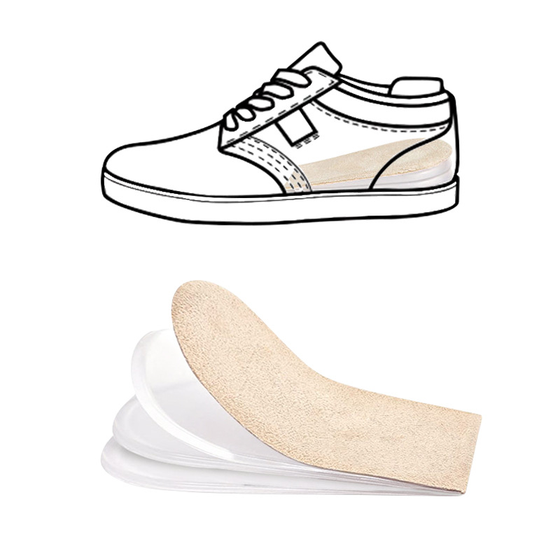 Almohadilla de aumento de silicona Ajuste de pierna corta larga combinación de múltiples capas hombres y mujeres engrosada gel de aumento interior invisible almohadilla de talón de tamaño medio