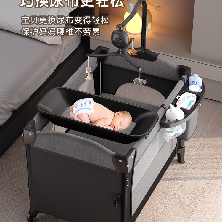 Multifunctional Foldableable Removable Portable Crib Spliced Large Bed Baby Bed Rocking Bed Bb Bed Diaper Table
