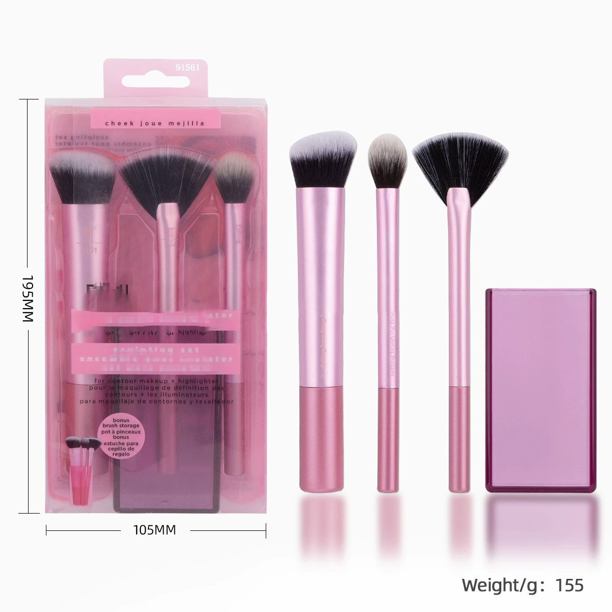 Makeup Brush and Cosmetic Sponge Set, Face & Blush Tools, Full Multi-Color Kit