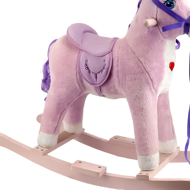 Caballo Mecedora de Unicornio para Niños de Peluche y Madera Maciza con Música y Sonido