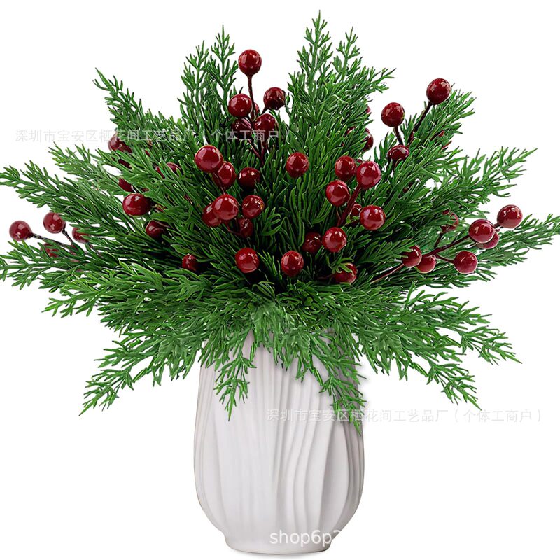 Christmas Champagne Red Berry Decorations, Cedar Berry Branches, Suitable for Christmas Tree Decorations and DIY Crafts Christmas Champagne Red Berry Decorations, Cedar Berry Branches, Suitable for Christmas Tree Decorations and DIY Crafts