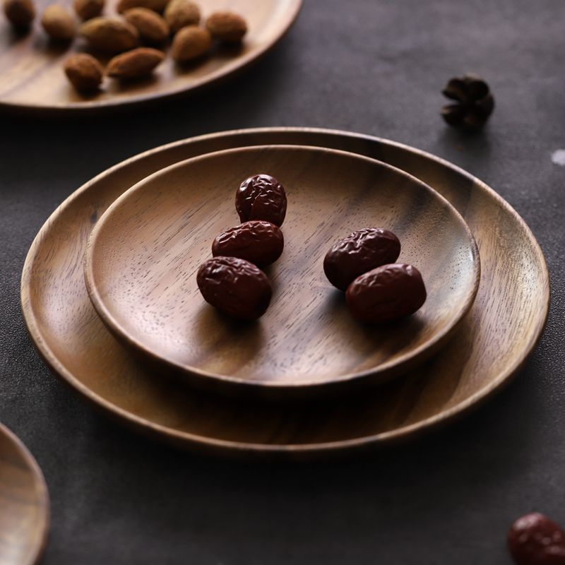 De estilo japonés de América del Sur nogal irregular placa de madera maciza plato de fruta seca Placa de aperitivo de registro pequeño disco de bandeja