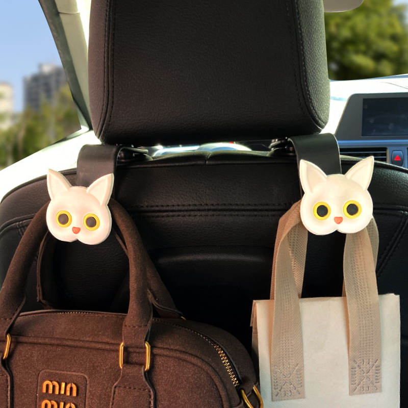 Boom 3D Cartoon Cat Asiento de fila trasera Gancho multifuncional Gancho pequeño de artículos colgantes ocultos creativos