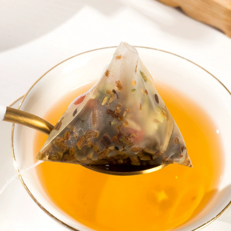 Чай из семян Chrysanthemum и Cassia, семена кассии, chrysanthemum, barley и серебряный цветок в виде треугольного пакетика чая, настоящий материал, чай поздней ночи