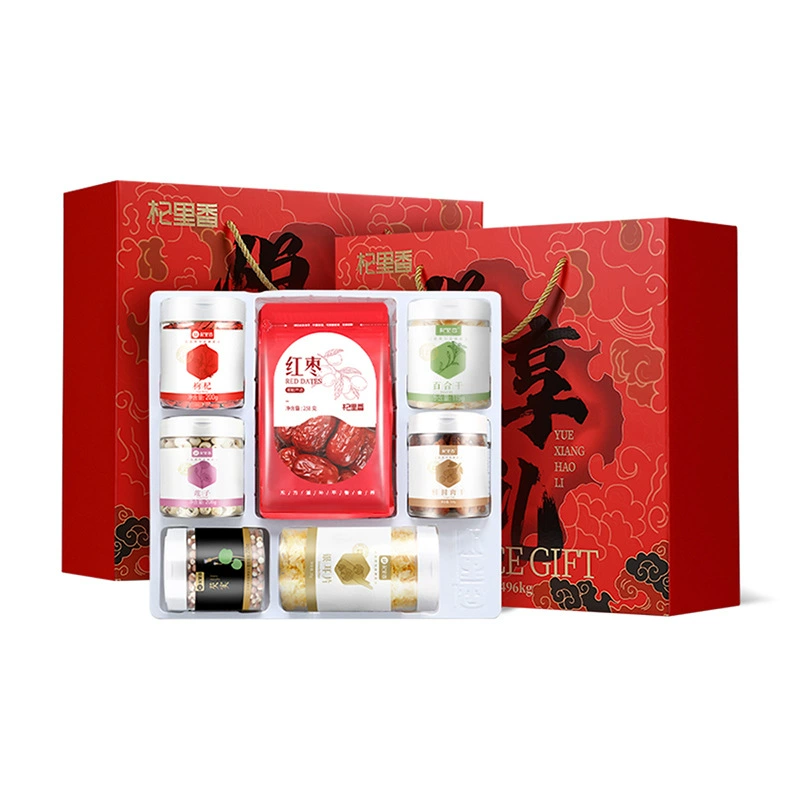 Подарочная коробка Qili Xiangyue с лакомством из ягод Волчьягь ягода круглого мяса красные финики, лотосовые семена, серебряные уши, лилии в подарок 1496 г