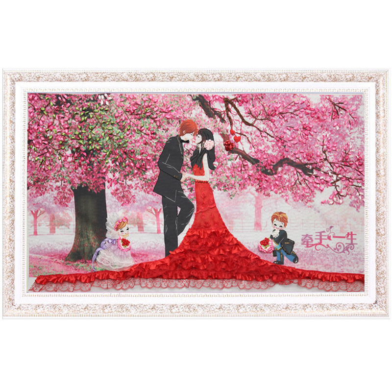 Bordado a mano DIY cinta bordado colgante pintura principiante bordado punto de cruz sala de estar pintura decorativa Lu bordado niños pequeña pintura colgante