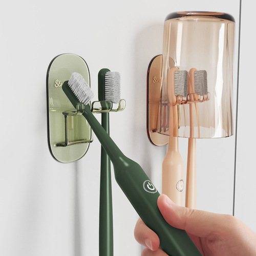 Toothbrush rack home bathroom punch-free storage rack set wall-mounted electric toothbrush holder wash cup