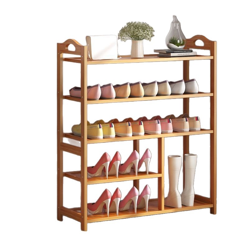 Zapateros de bambú, zapateros domésticos simples de varias capas, zapateros, zapateros, cabezas de madera no maciza, estantes de almacenamiento de dormitorios ensamblados en la puerta
