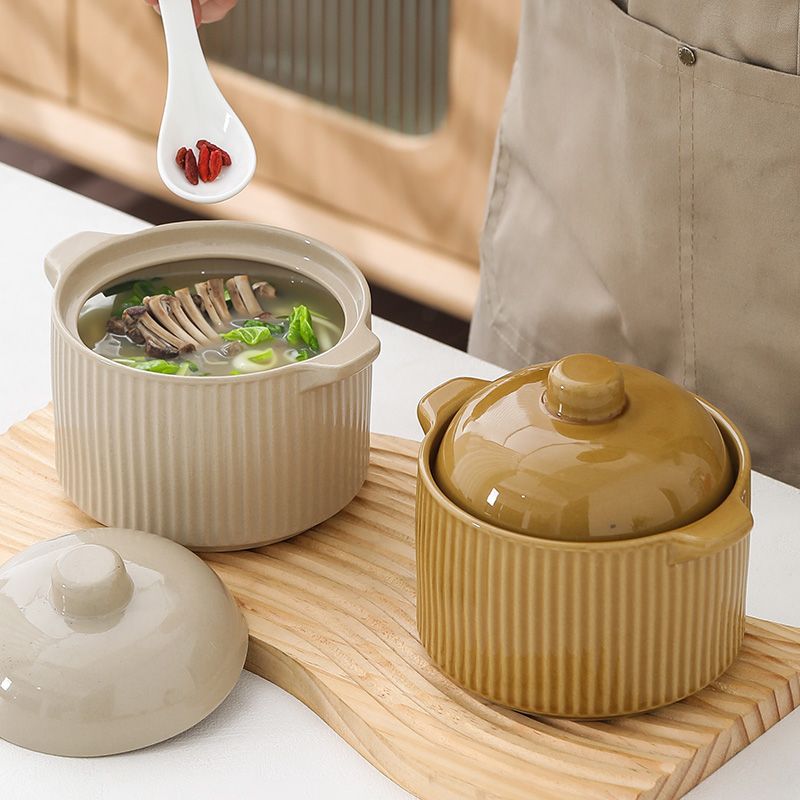 双耳炖盅带盖加厚蒸蛋碗蒸蛋羹碗瓦罐一人汤盅煲汤小炖盅陶瓷其他