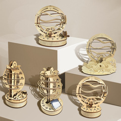 diy軌道滾珠創意益智玩具木質機械傳動3d立體拼圖手工拼裝模型