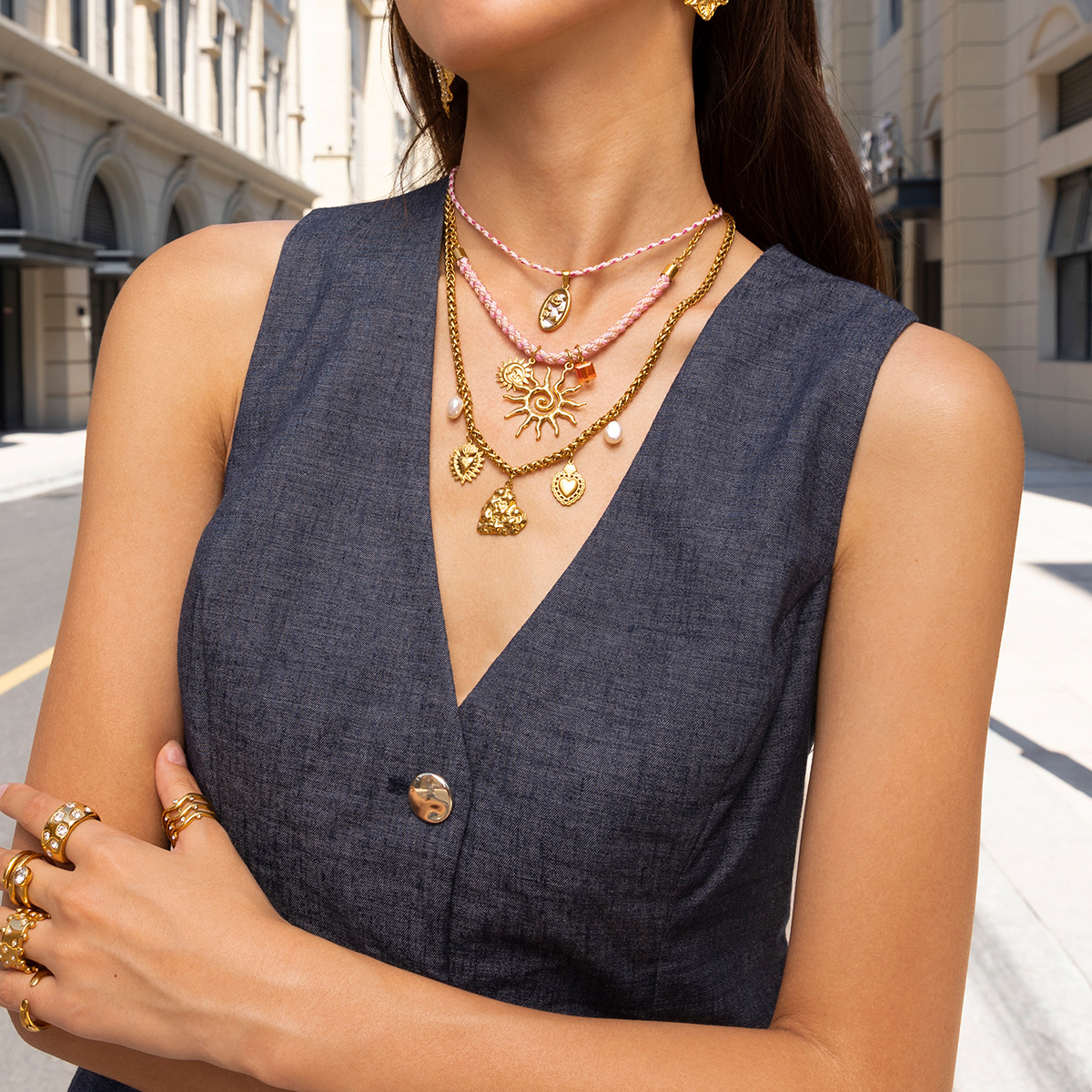 Collar de colgante de acero inoxidable de la UE y los EE.UU. Collar de colgante de acero inoxidable de titanio no se desvanece joyas