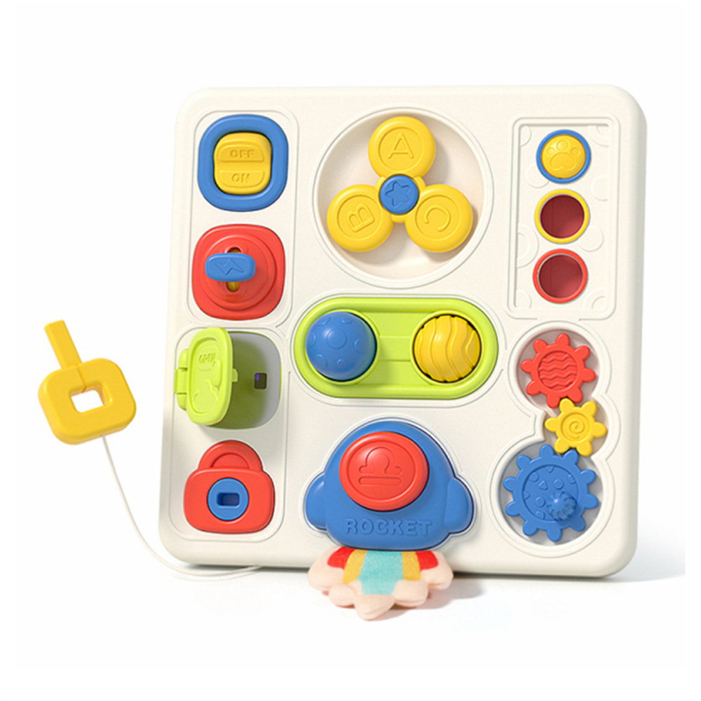 儿童益智启蒙早教板按压开关旋转齿轮多功能忙碌板幼儿园玩具定制