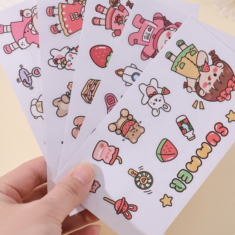 批发可爱卡通保温杯防水贴纸ins风pvc贴纸水杯笔记本手账学生贴纸