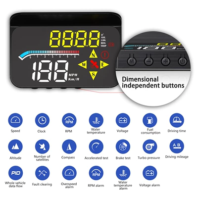 Vehicle HUD Obd Projection Color Screen