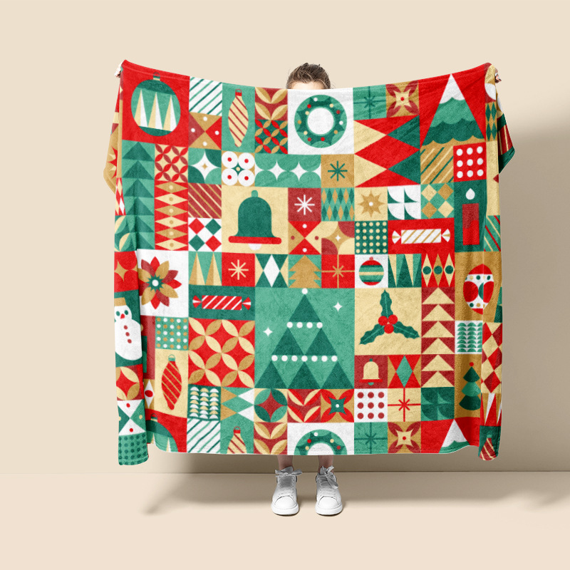 Navidad europea impresión digital franela mantas sofá suave mantas cálidas grandes cómodas al por mayor