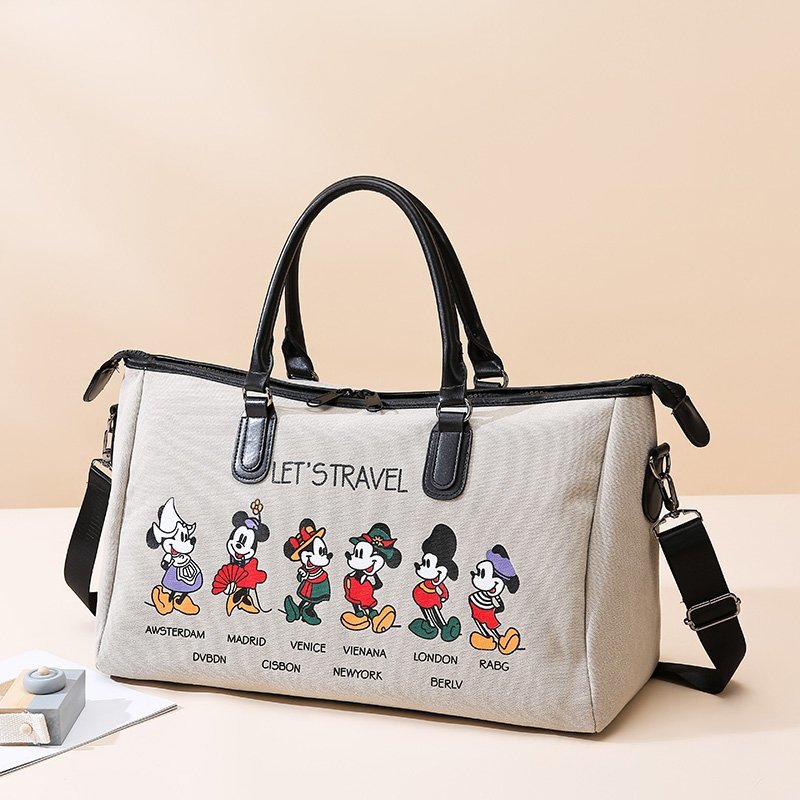 Bolsa de viaje de lona de las mujeres ligero gato de gran capacidad Portátil Bolsa de equipaje portátil de dibujos animados lindo viaje de lona
